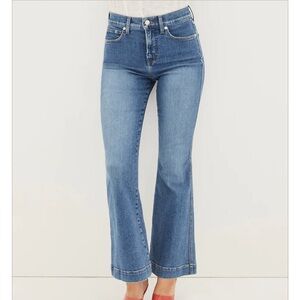 Veronica Beard Carson Ankle Flare Jean Tide Down High Rise Italian Denim Sz 25